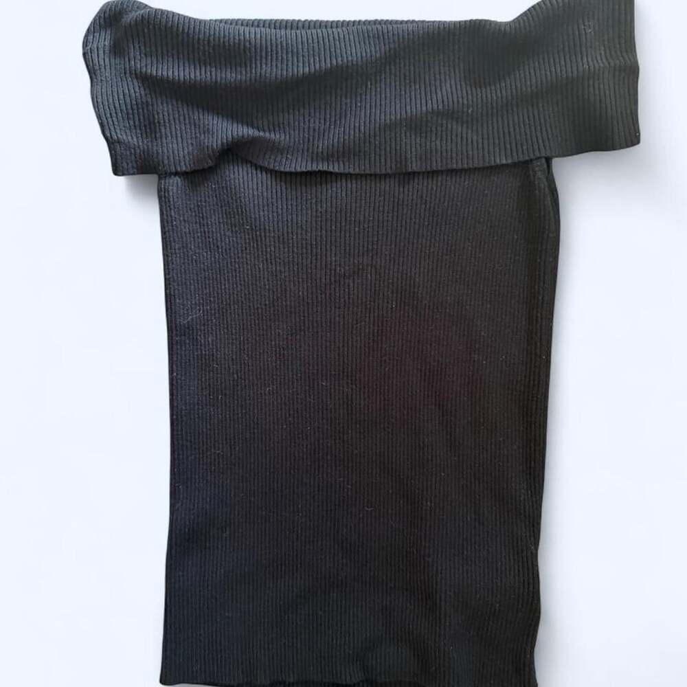 Express Off The Shoulder Sweater Size S Black Ribbed Knit Top
